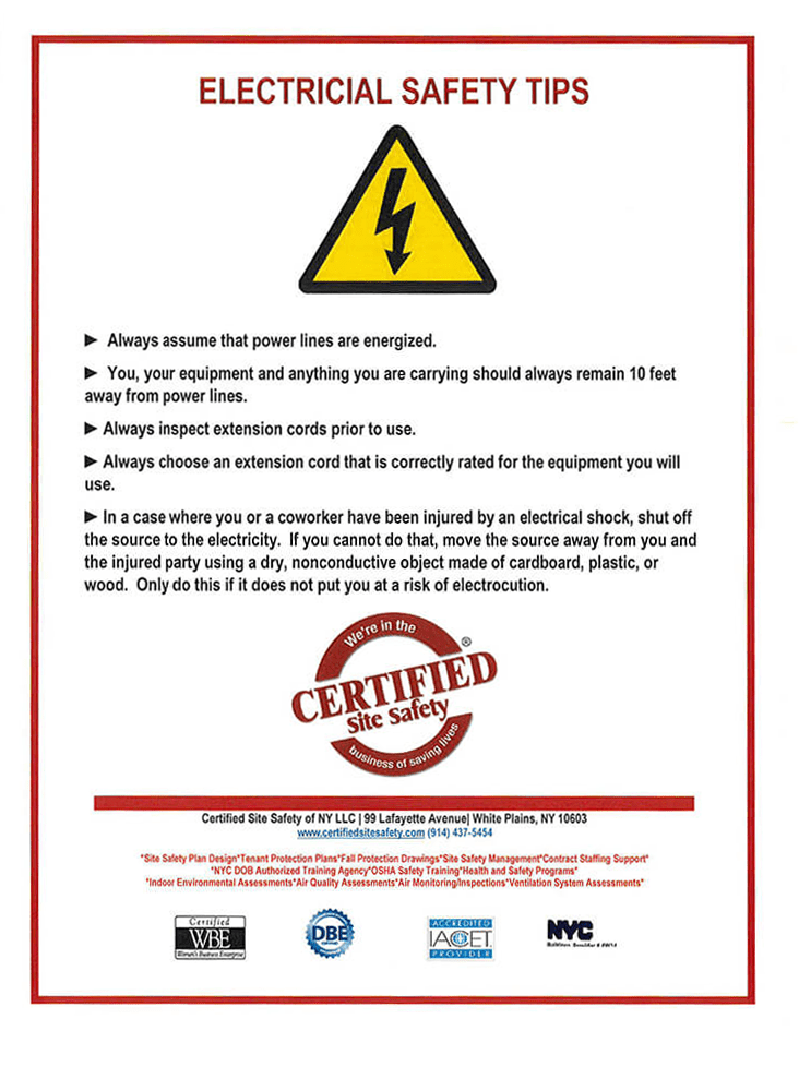 Electrical Safety Tips Certified Site Safety