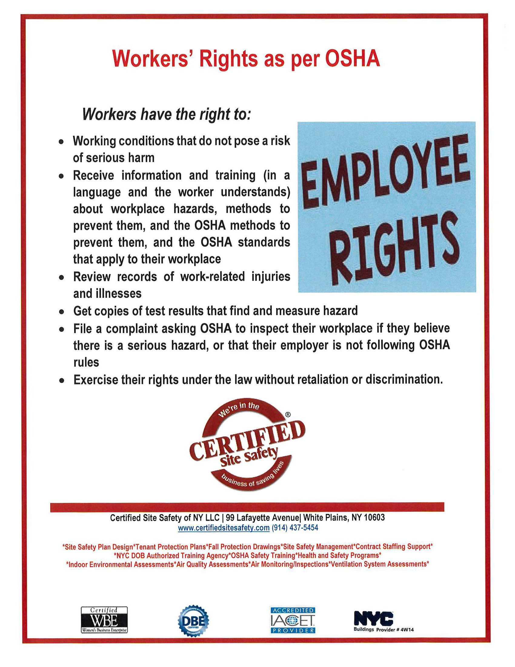 Workers’ Rights as per OSHA