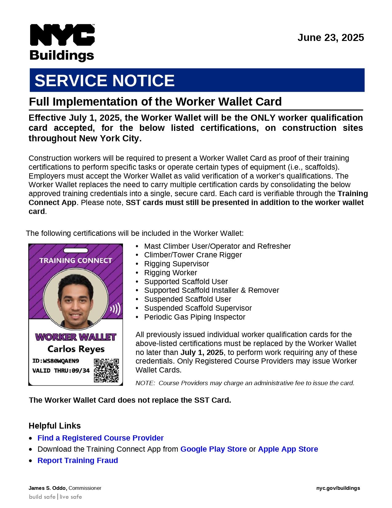 Worker Wallet Service Notice